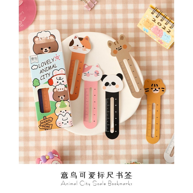 30 pieces Cute Animals Bookmarks Funny Page Markers With Ruler For Kids ...