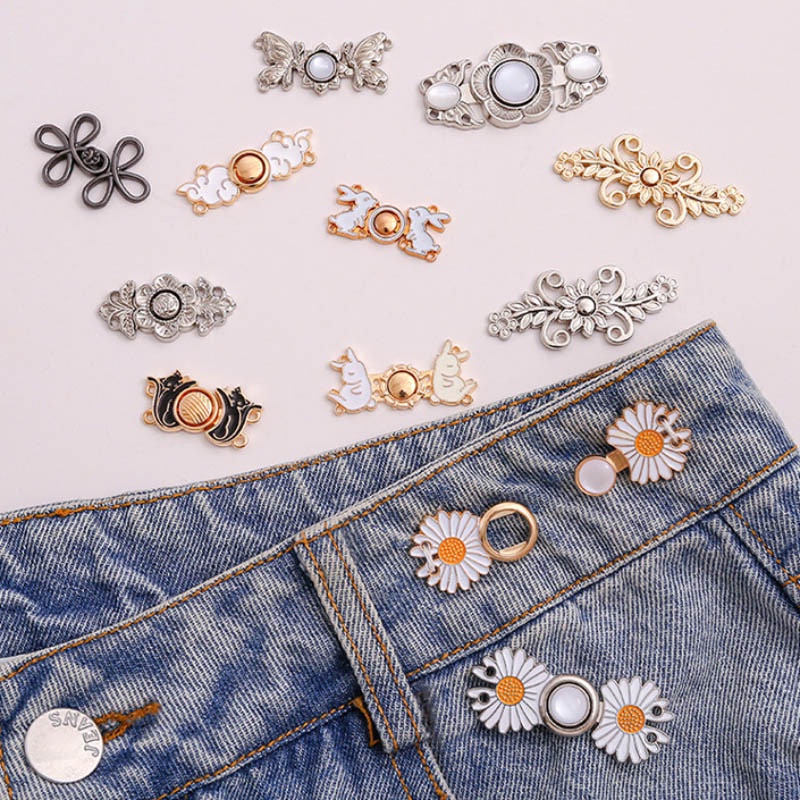 12Pcs Reusable Button Pins For Loose Jeans Adjustable Daisy...