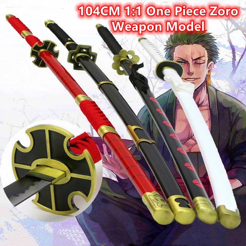 104CM One Piece Zoro Katana Toys Wooden Roronoa Zoro Anime Cosplay 1:1 ...