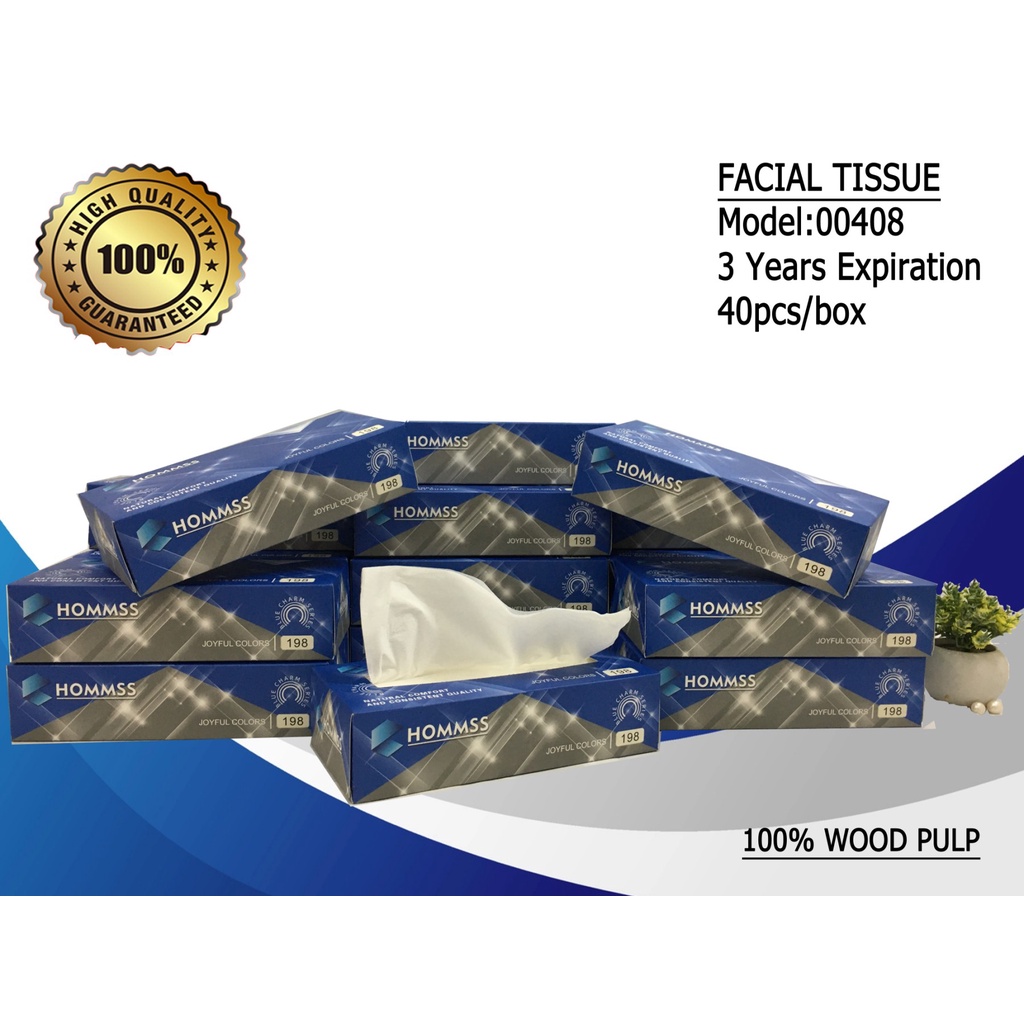 Hommss Facial Tissue 100% wood pulp 40pcs/box 198 sheets-model00408 ...