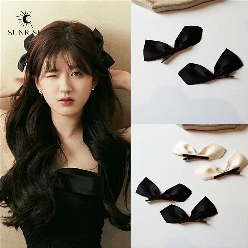 2Pcs Cute Bowknot Hairclips Velvet Hair Clip Korean Half Side Clip Hair