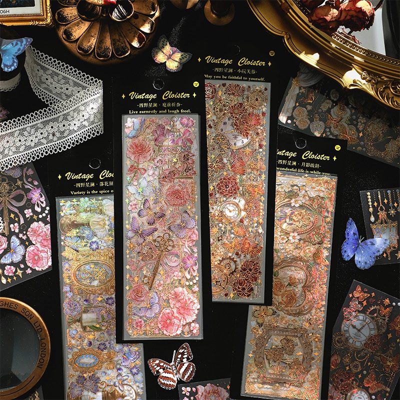 ENWEI 3 Sheets [Butterfly Clock Series] Vintage Journal Stickers ...