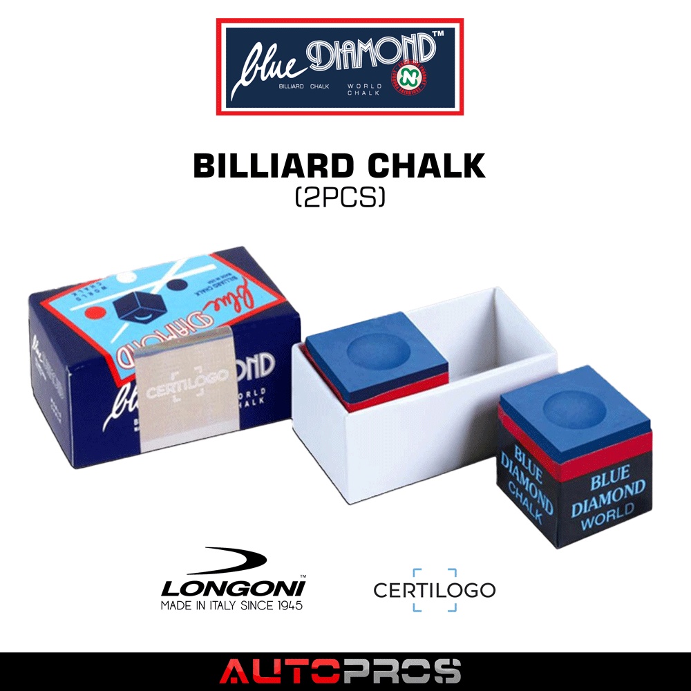Blue Diamond Billiard Chalk with CERTILOGO Protection 2 Pieces TISA