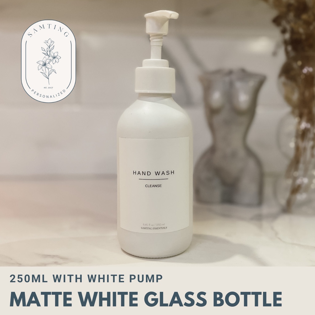 250ml Matte White GLASS Bottle dispenser with label Shopee Philippines