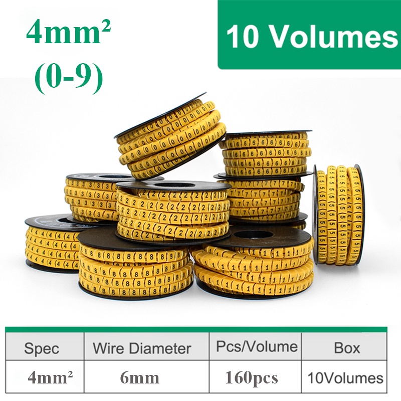 10 Rolls Cable Markers Letter Number 0 To 9 for Wire Diameter 2.8mm-8mm ...