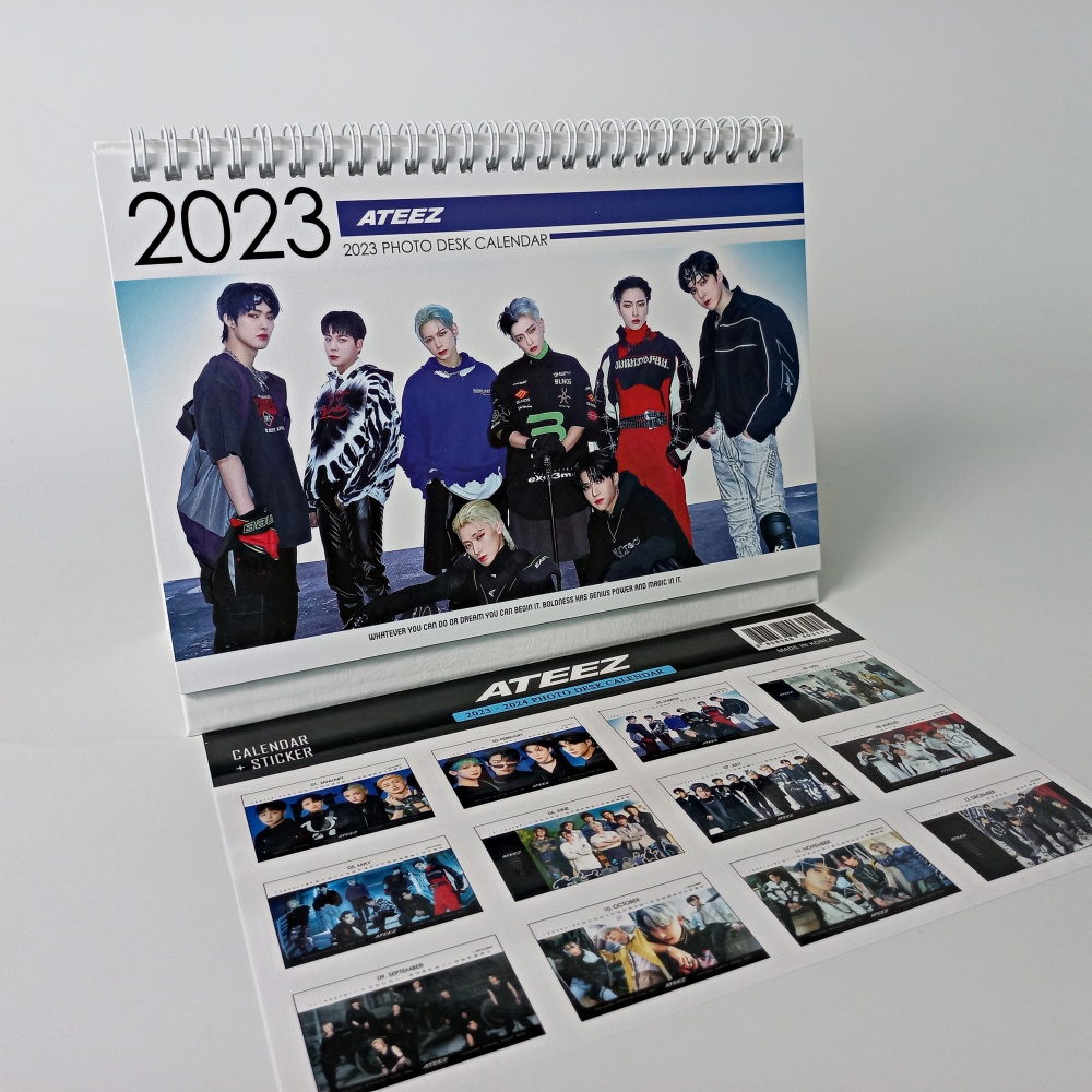 20232024 ATEEZ Photo Desk Calendar White Ver. Sticker Set Included (2