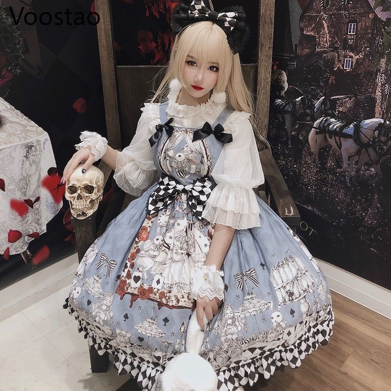 Japanese Gothic Lolita Dress Girls Vintage Dark Funeral Lolita Jsk ...