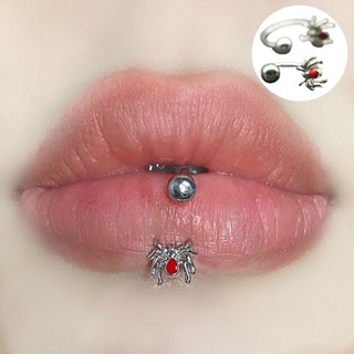 1pc Punk Style Stainless Steel Spider Lip Stud Lip Ring For Women, Bar  Accessory