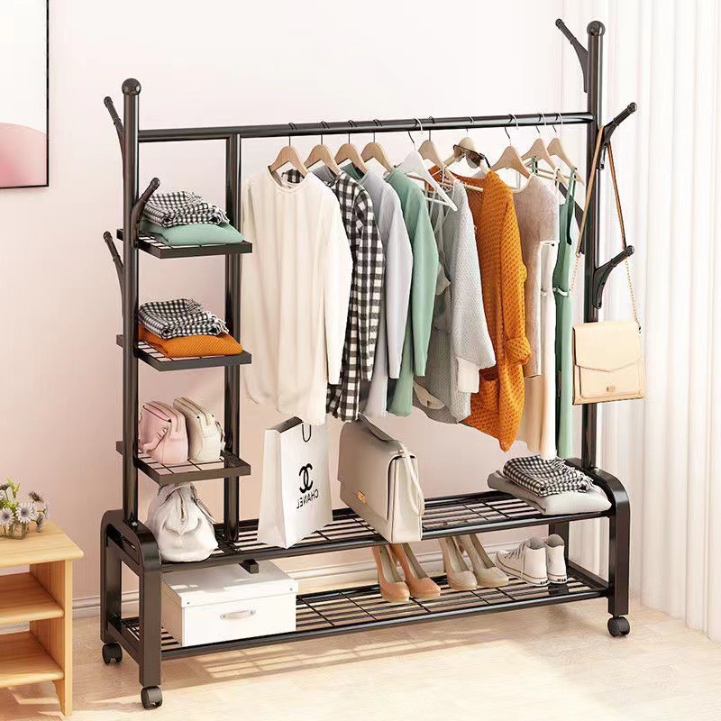 RF. Bedroom Coat Rack Clothes Storage Organizer Clothes Coat Stand Portable Cloth Rack Cloth