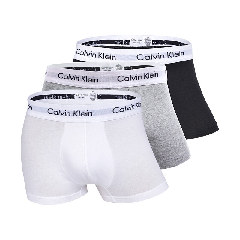 Calvin Klein Men's NB1086 Modern Cotton Stretch Trunk, White / Gray,  X-Large