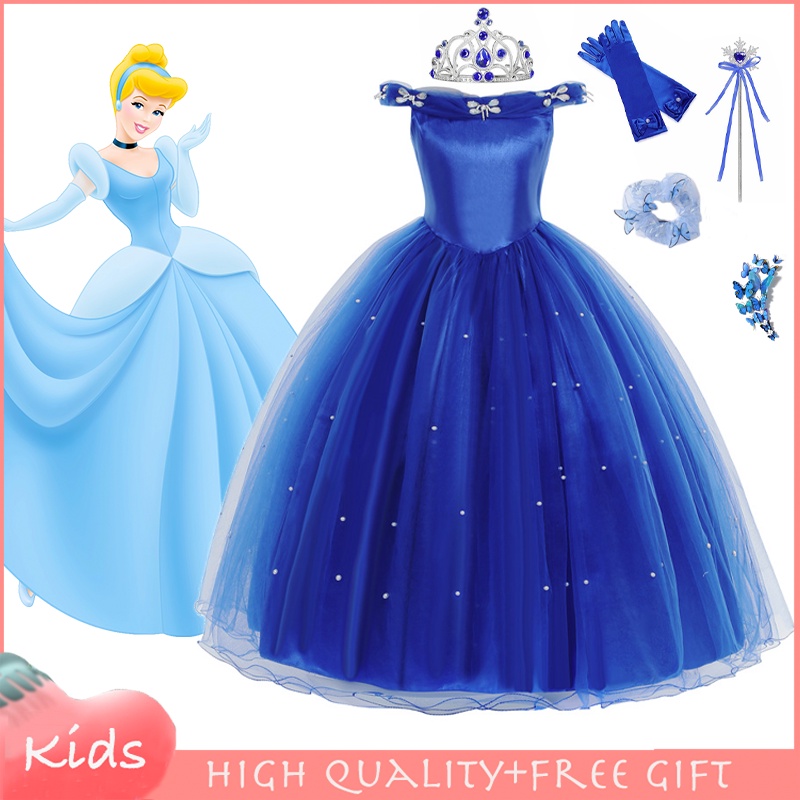 Disney Cinderella Costume Child Blue Dress with Character Cameo