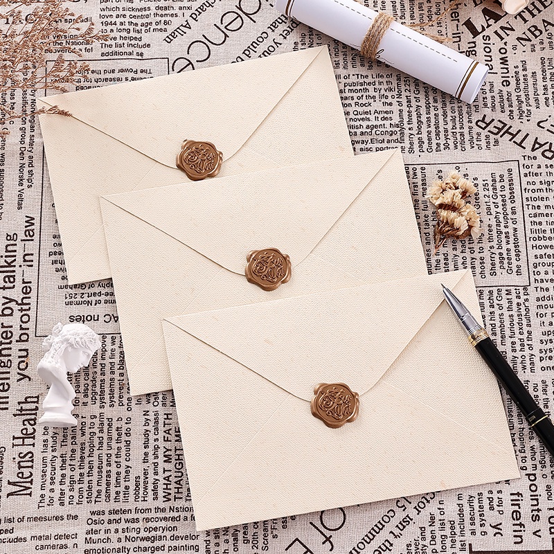 5 Pcs MultiSize Vintage Linen Texture Letter Paper/Envelope Set Student Simple Deco Envelope