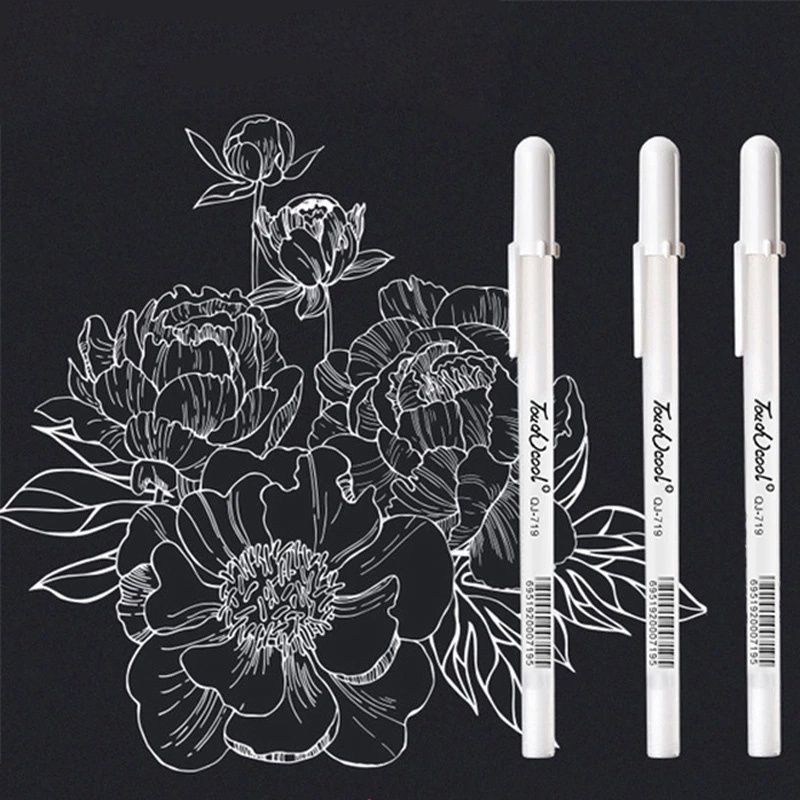White Highlight Gel Pen 1/3pcs Set Smooth Ink Output Strong