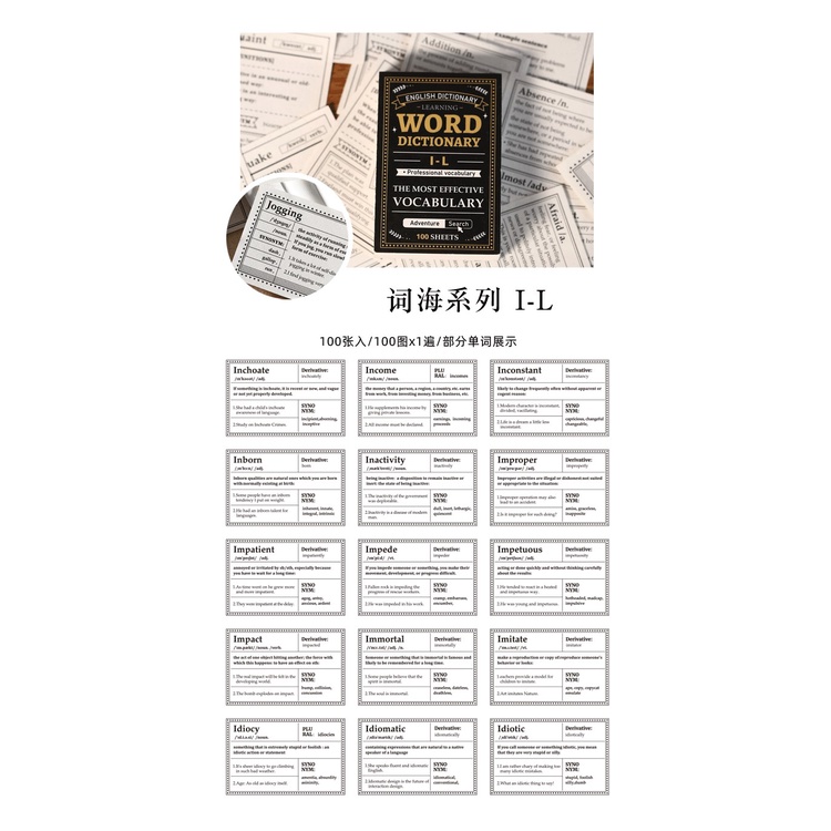 100 pcs Vintage tiny dictionary decorative craft papers mini dictionary ...