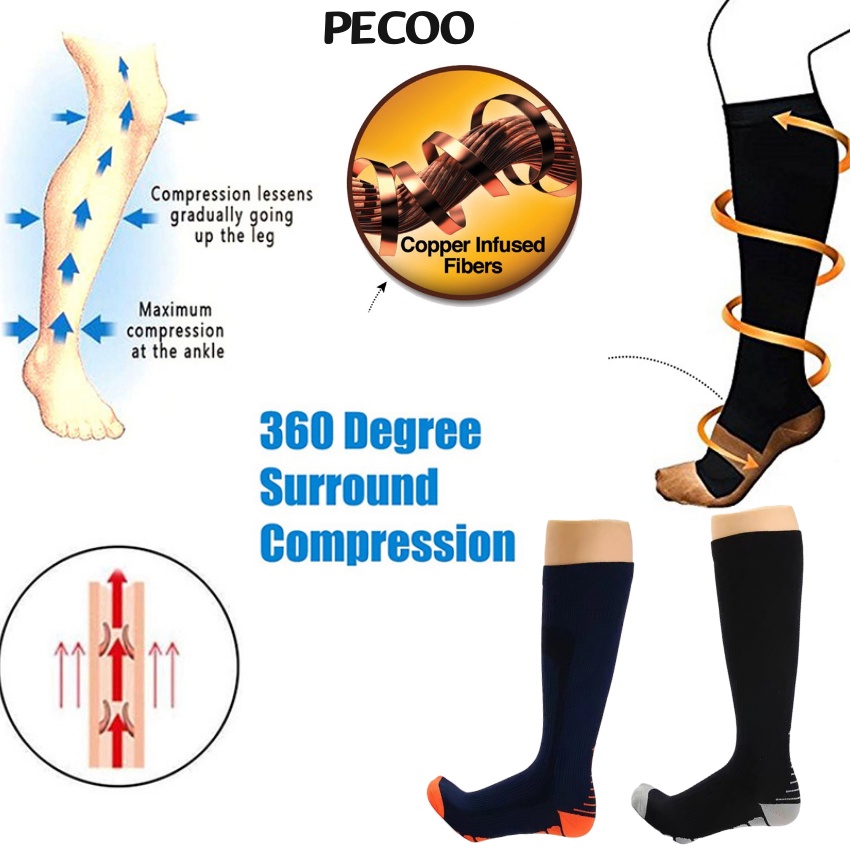 Compression Dress Socks(15-20mmHg) Copper-Infused - [3-pairs] White/Purple/Red main image 1