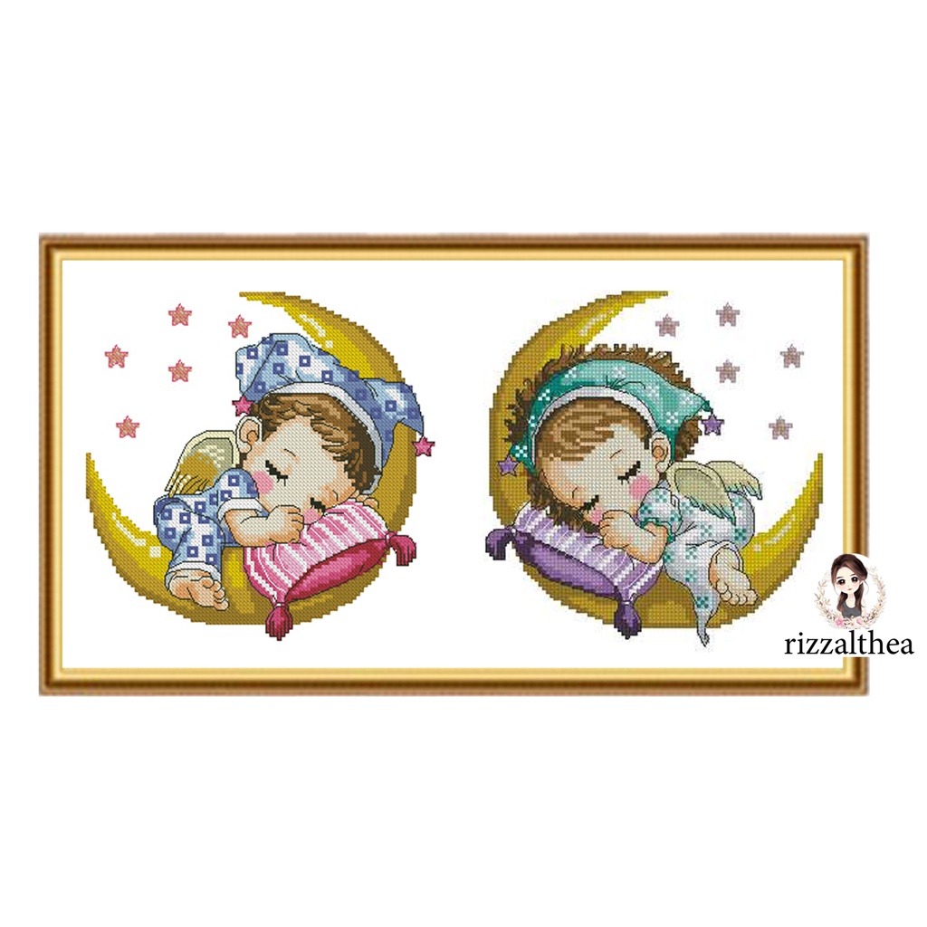 Angels On Moon COMPLETE SET Cross Stitch 14 COUNT Shopee Philippines