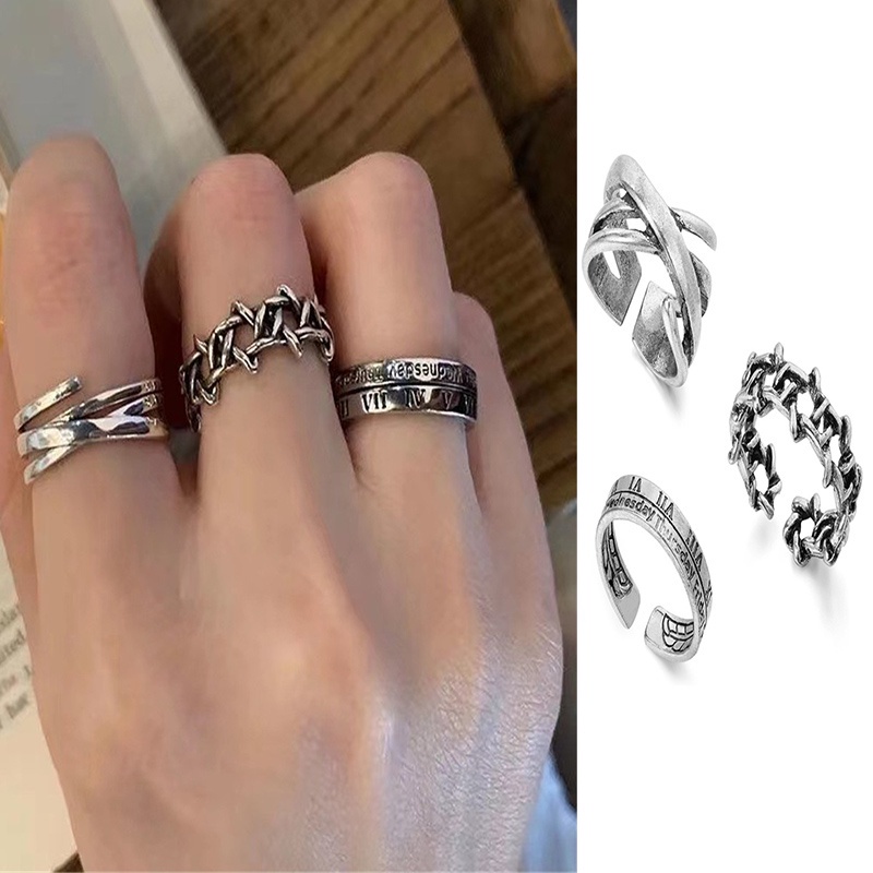 3pcs Set Stainless Steel Rings INS Set Female Fashion for Women and Men ...