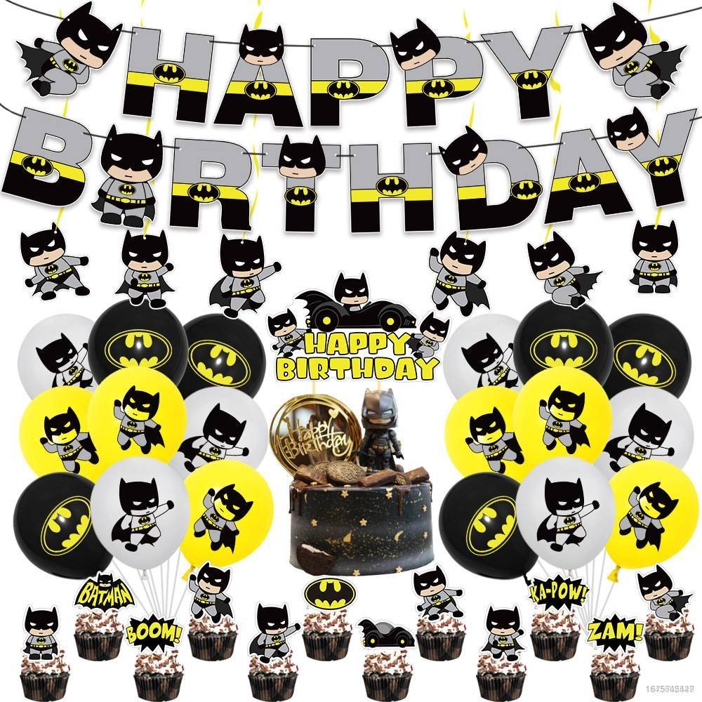 HQ3 DC Batman Theme Happy Birthday Party Decorations Set Cake Topper ...