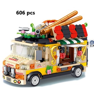 MIni Movable Food Trucks Fruit Dessert Ice Cream Cake Sushi Burger Cars ...