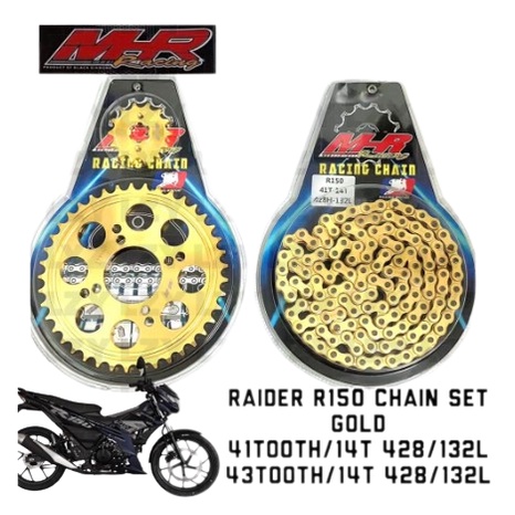 MHR RACING CHAIN SPROCKET SET R150 428H-41T-14T-132L | Shopee Philippines