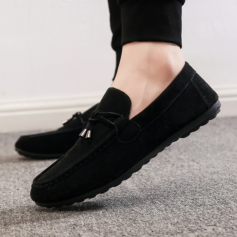 Loafer shoes for men British Casual Style Slip-on Black Shoes Men's ...
