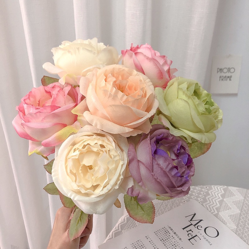 Artificial Fabric Rose Flower Bouquet For Home Wedding Decoration ...