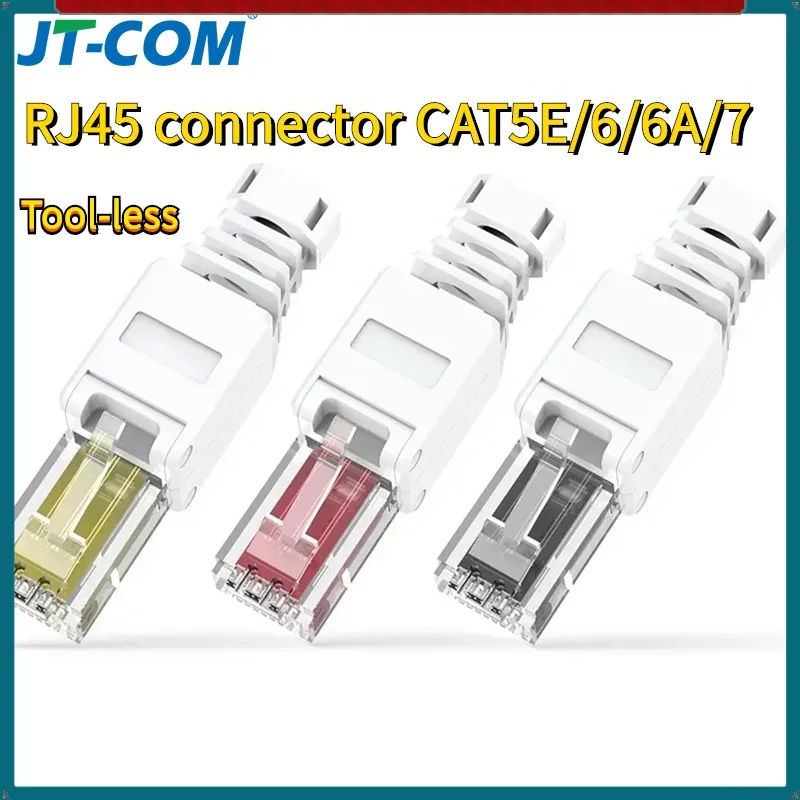 Jt-Com Tool Free Plug Rj45 Cat6 Connector Ethernet Termination Plugs ...
