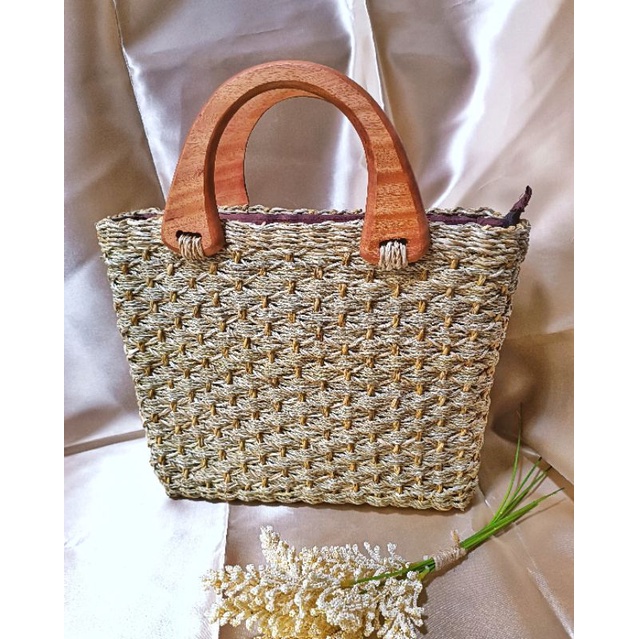 Native pandan bag native bag with lining and zipper FREE twilly square