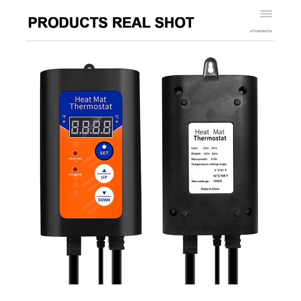 Heating Mat Thermostat Reptile Digital Temperature Controller Plant Pet ...