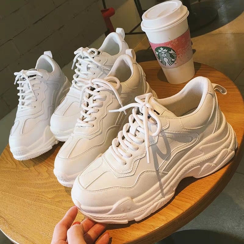 Fashion rubber Korean White Shoes for Women (add one size) | Shopee ...