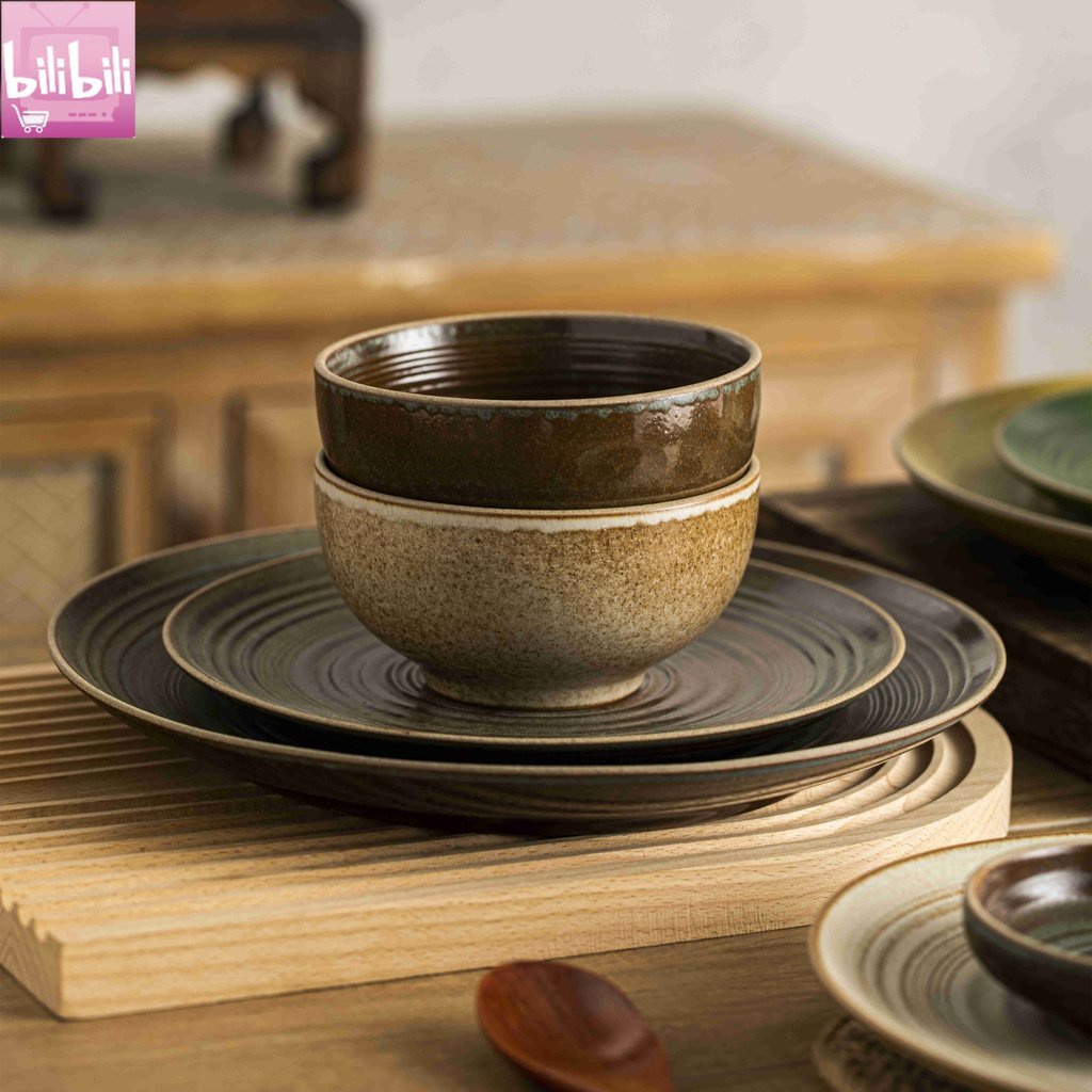 Japandi Ceramic Stoneware Helix Vintage Dinner Plate Tableware Salad