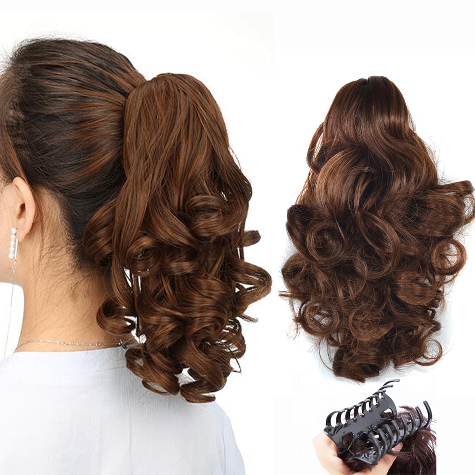 Short Wavy Drawstring Ponytail Claw in Hairpiece Synthetic Clip in Hair ...
