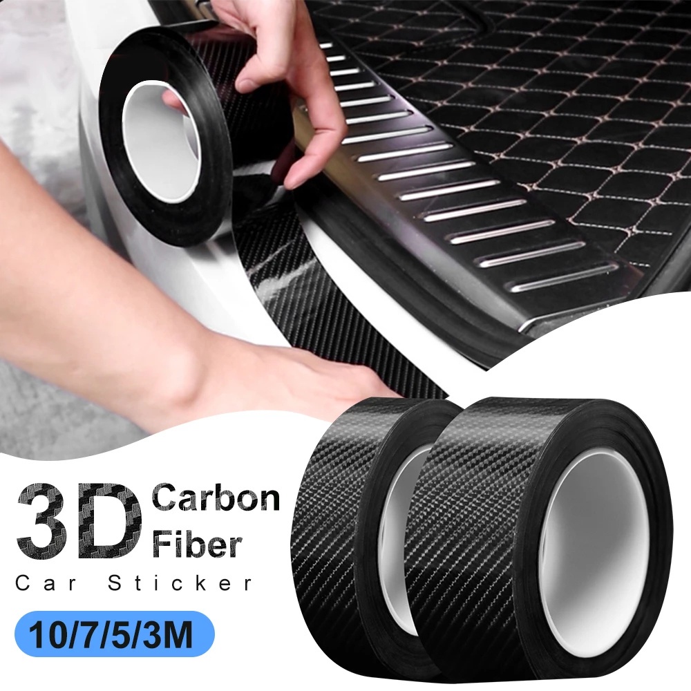 3/5m Rolls 3D Carbon Fiber Car Bumper Sticker/Car Door Sill Protector