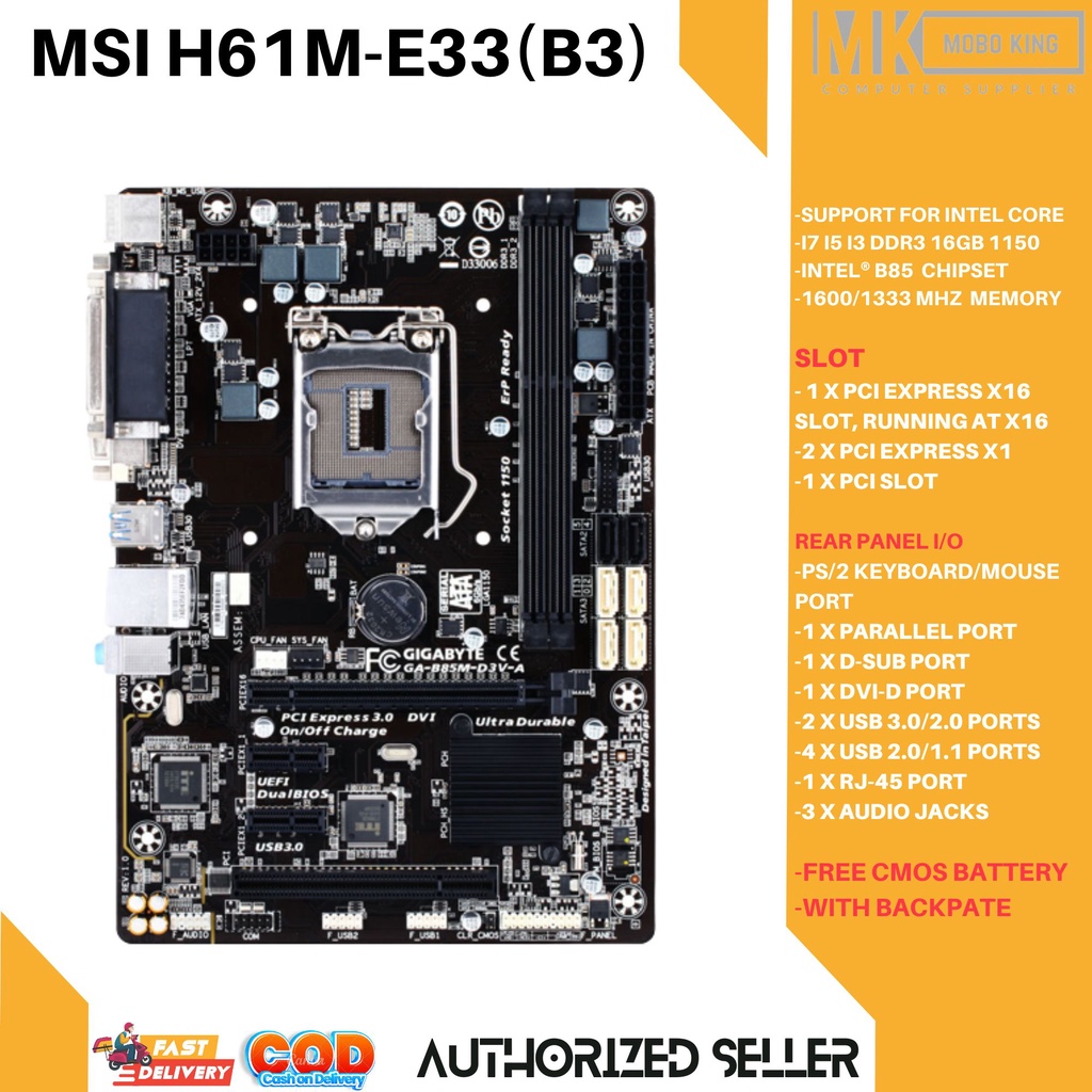 GIGABYTE GA B85MD3VA Desktop 4TH GEN Motherboard B85 Socket LGA 1150