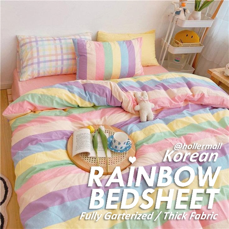 Rainbow Korean Bedsheet hollermall canadian cotton full garter bedsheet