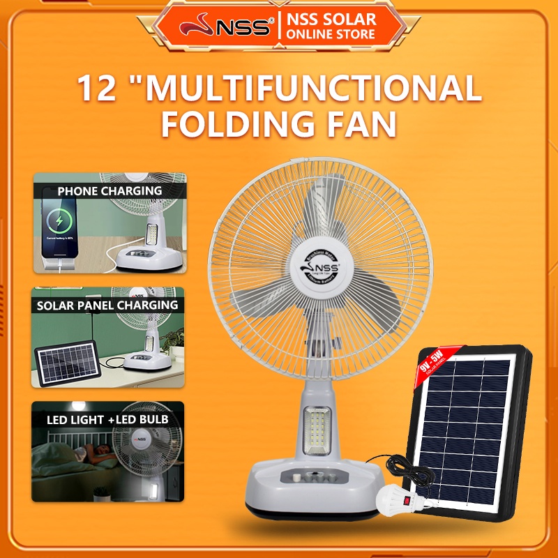 NSS solar fan rechargeable fan 12 inch solar electric fan with solar