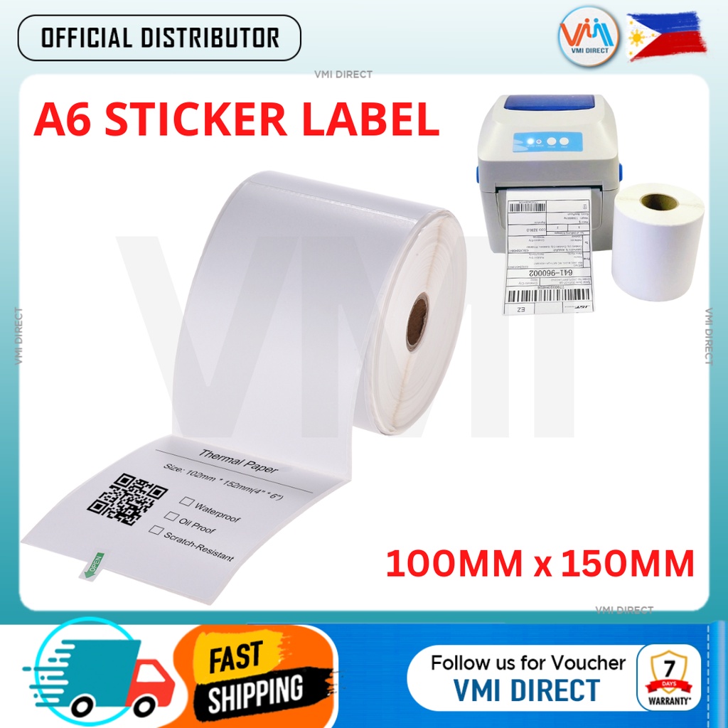 A6 Thermal Sticker Label 100mmx150mm Sticker Paper Label For Thermal Printer 500 Labelsroll 2385