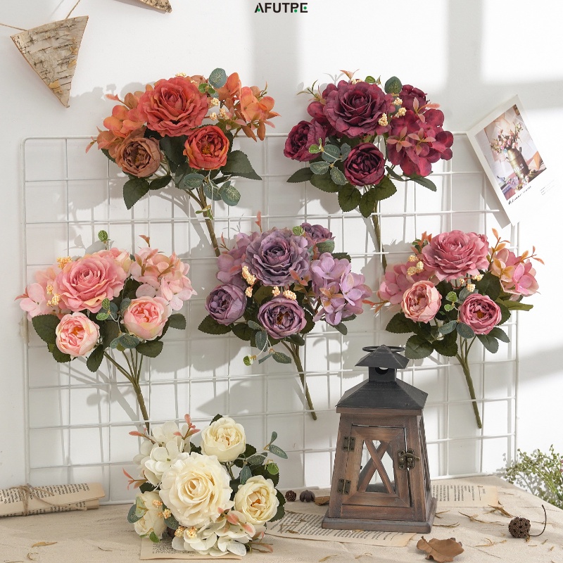 Afutre 2Pcs Artificial Flowers Peony Silk Flowers Bouquet Bridal