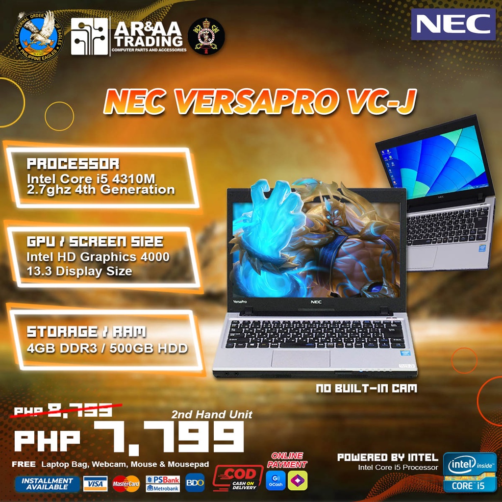 Laptop NEC Versapro VC-J Intel Core i5 4310M 4th Gen 4GB DDR3 500GB HDD  (4th Generation)