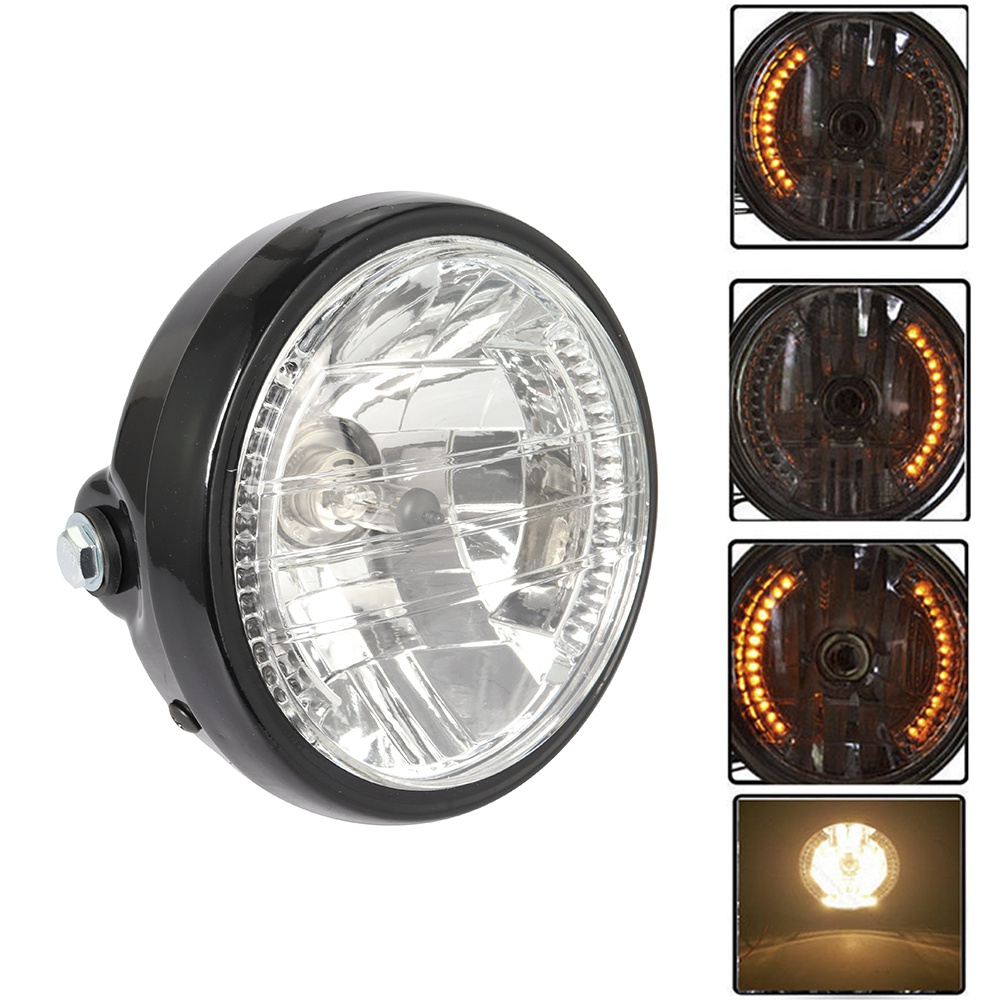 1pc Black 7 Inches 12V Motorcycle Headlight Turn Signal Light Front