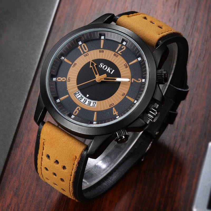 Retro Mens Watches Classic Leather Strap Casual Quartz Wrist Watch for ...