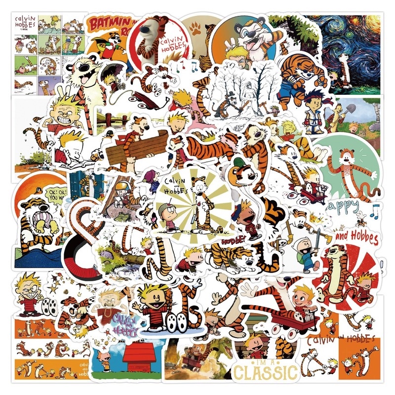 Z&M Calvin and Hobbes Stickers 50Pcs/Set Waterproof Stickers Decal for ...