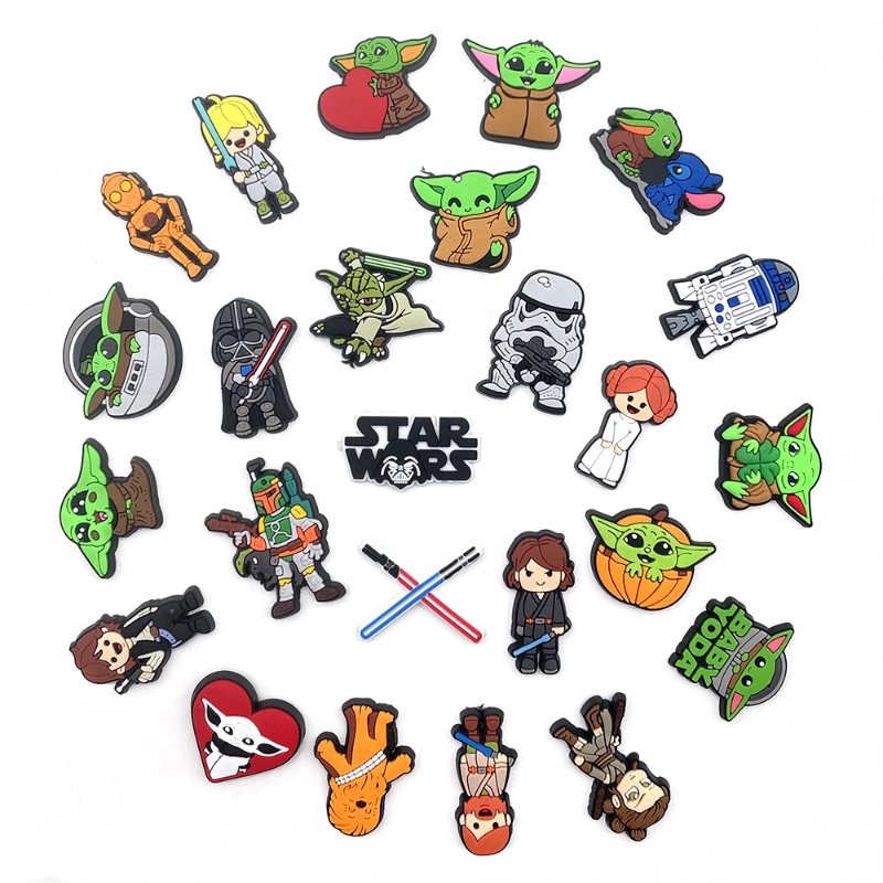 Cartoon Sword Alien Shoes Accessories for Croc Robot Baby Yoda Jibitz