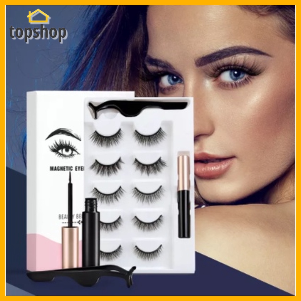 5 Pairs False Eyelashes Eye Lash Extension Set+Tweezer