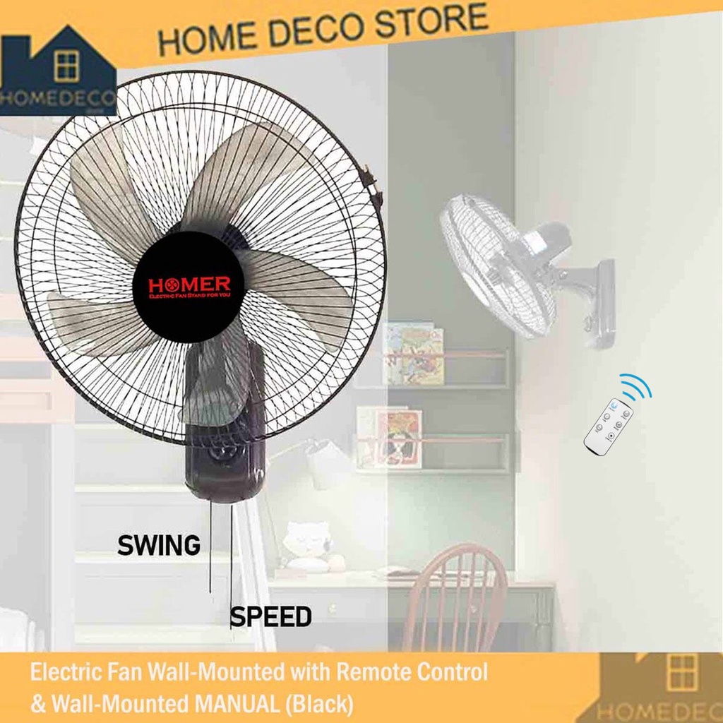 Home Deco New Powerful Electric Fan WallMounted with Remote Control