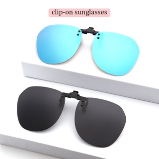 Fashion Polarised Clip on Sunglasses - Sunglasses Clip on Glasses for Men  Women, Large Frame Clip-on flip up Sunglasses for driving fishing  outdoor-Blue