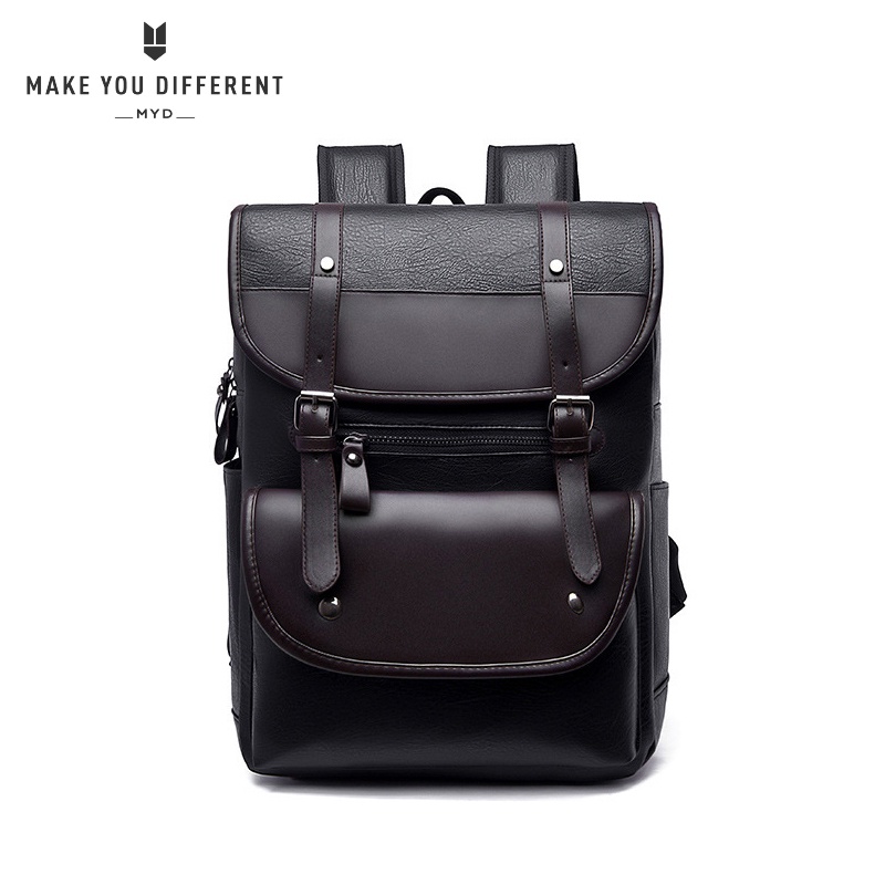 MYD Large Capacity PU Backpack Business Laptop Bag korean Travel