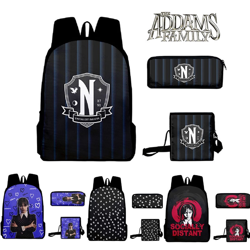 Wednesday Addams Nevermore Academy Backpack Children School Bags