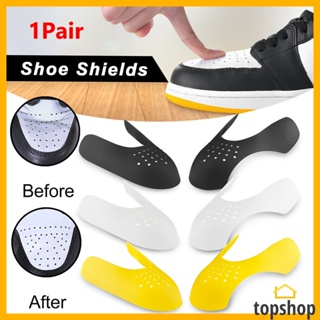 1 Pair Sneaker Shield Sneakers Anti Crease Wrinkled Fold Shoes Support Toe  Cap Sport Ball Shoes Head Stretcher Head Shield Color: Black-S(EU35-39)