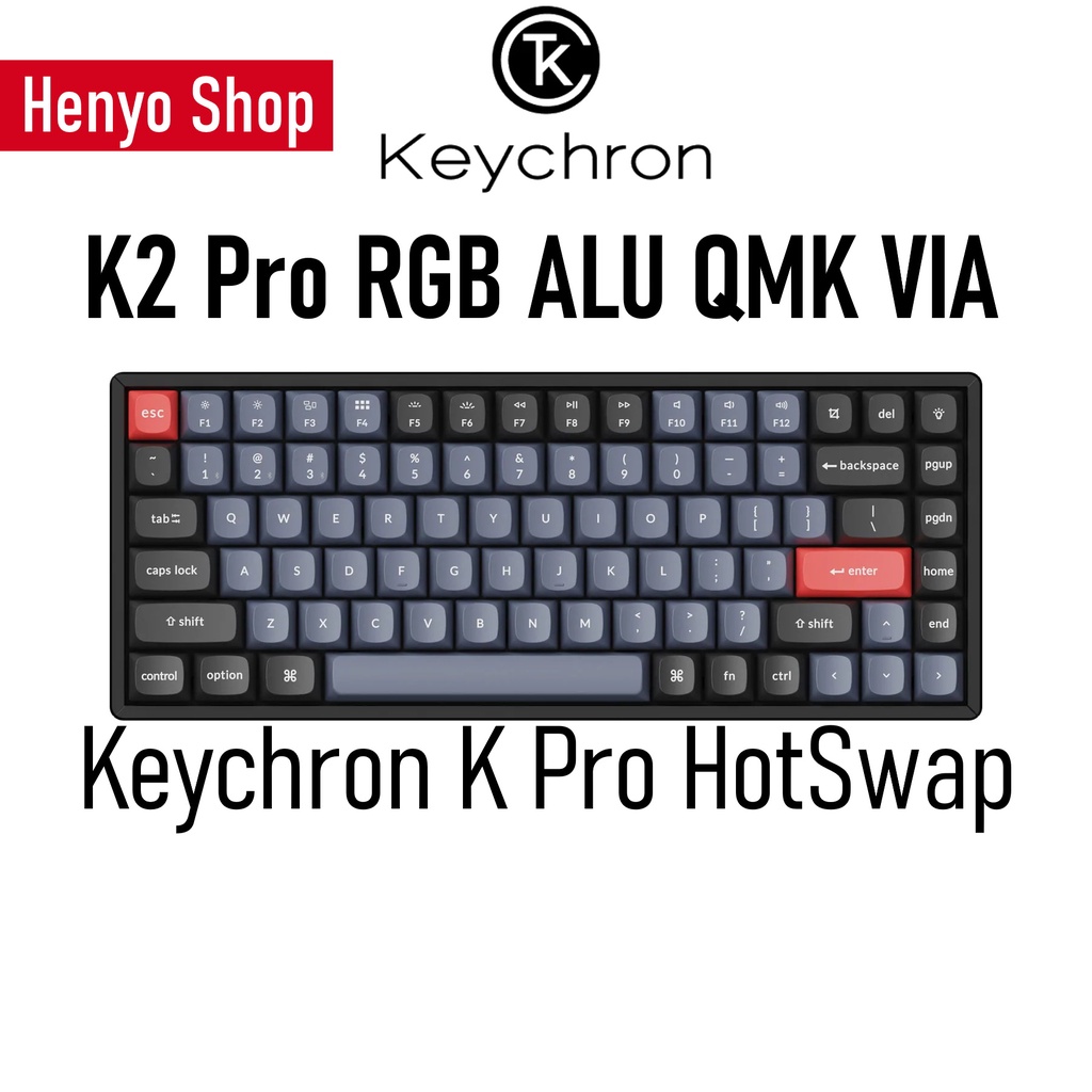 Keychron K2 Pro QMK VIA RGB ALU Wireless Mechanical Keyboard HotSwap 84 ...